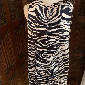 NWT Cache zebra strapless dress pencil to shin